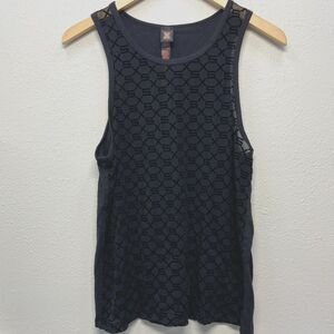 Savage Fenty Tank Top Womens S Black Mesh Front Nylon Blend Sleeveless